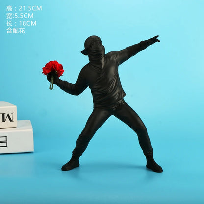 Statue in Resina Rage Banksy Flower Thrower