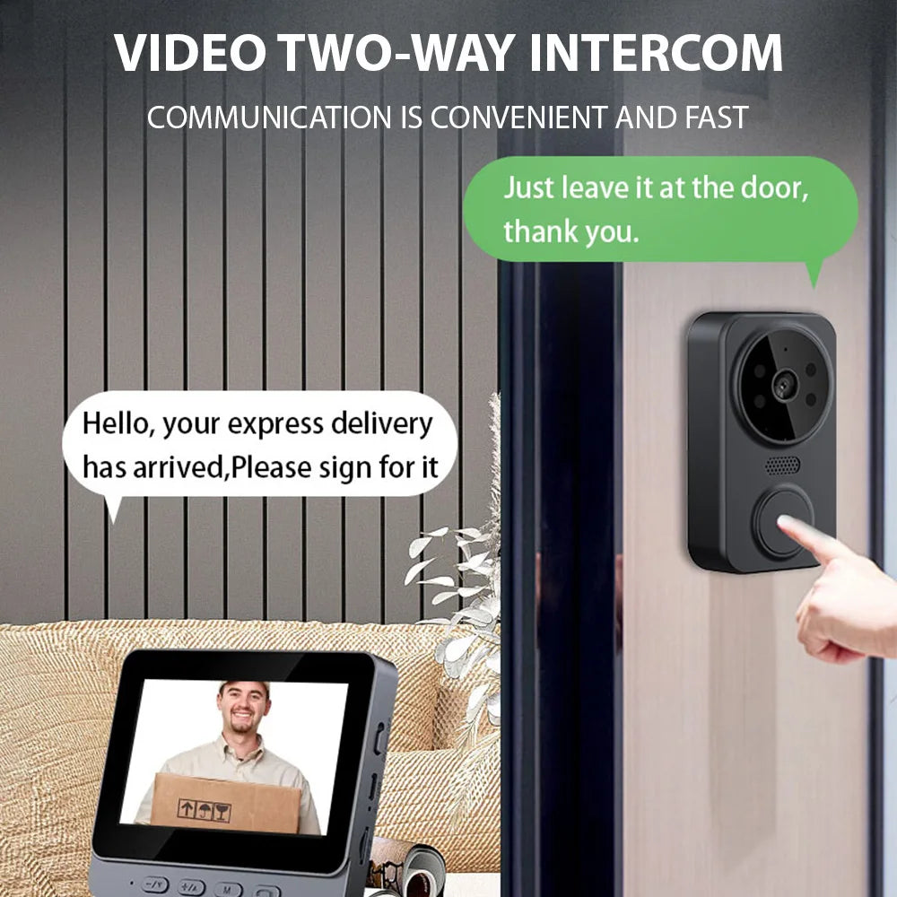 Wireless Visual Intercom Doorbell with 4.3'' Screen