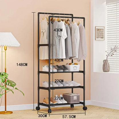 Telescopic Double Rod Coat Rack